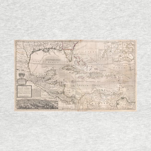 Vintage Map of The Caribbean (1732) 2 by Bravuramedia